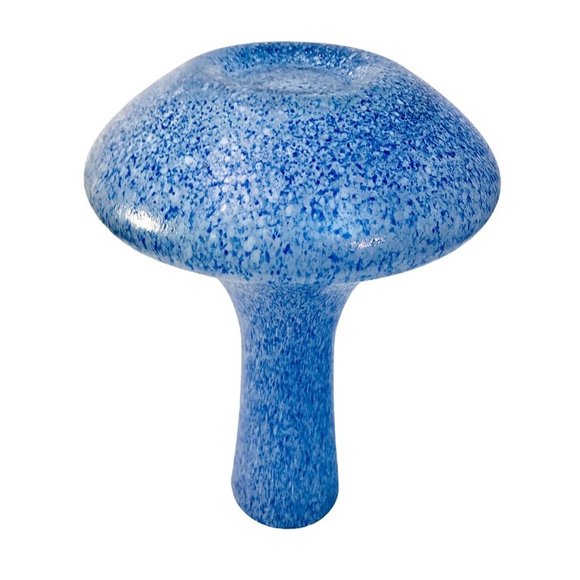 MCM Blue White Splatter Texture Tapered Art Glass Vase 9.5” Vintage - Picture 11 of 13